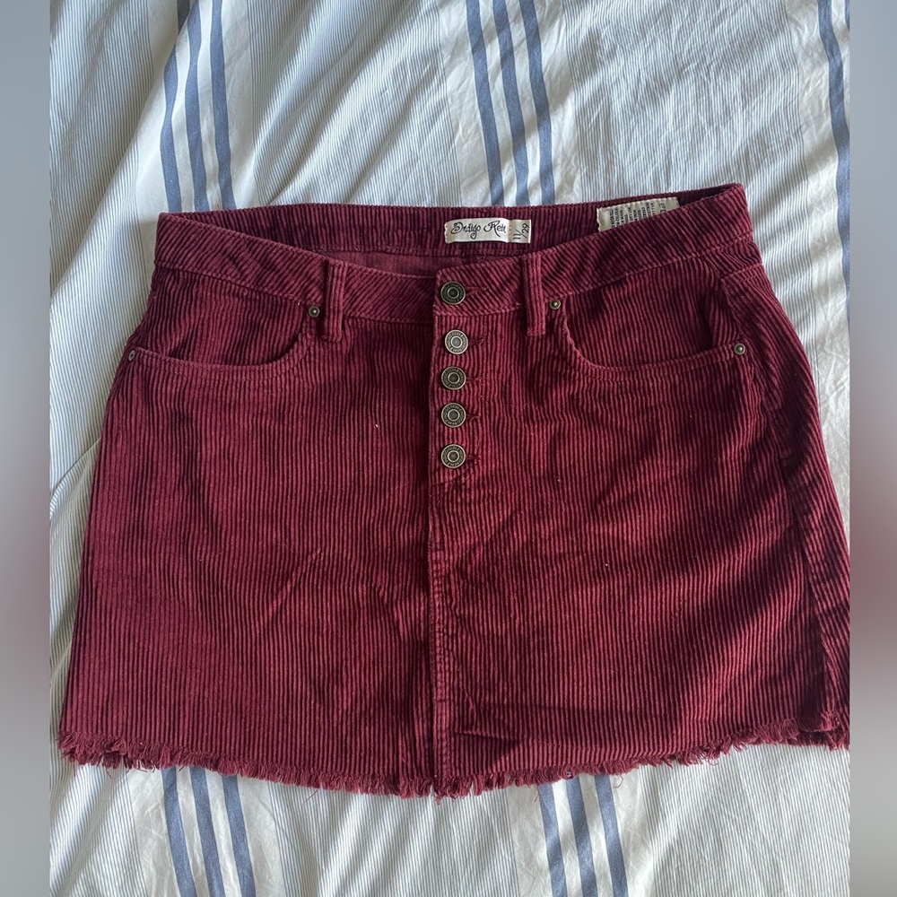 Indigo Rein Red Corduroy Skirt